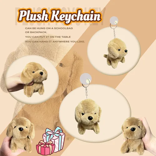 Miniatura 2 de Animales de peluche de perro marrón, juguetes de peluche Kawaii para niñas y niños, mini juguetes de peluche para perros, peluches lindos, animales