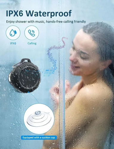 Miniatura 2 de Kunodi - Bocina Bluetooth resistente al agua, para exteriores, minibocina de viaje inalámbrica y portátil para ducha con subwoofer, graves Negro