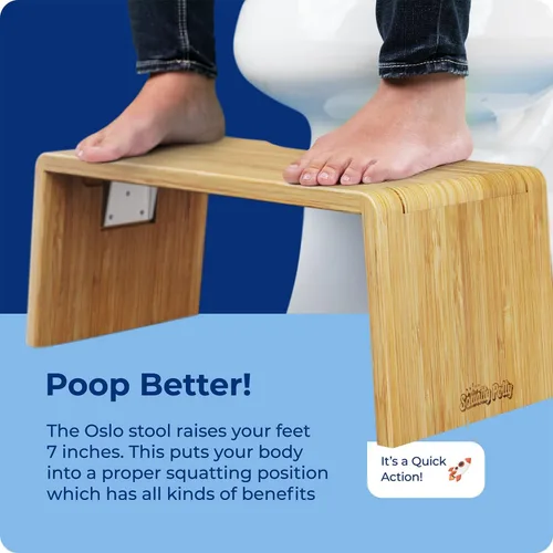 Miniatura 4 de Taburete de inodoro plegable Squatty Potty Oslo de bambú – 7 pulgadas, taburete de baño plegable para niños y adultos – Marrón, portátil y que