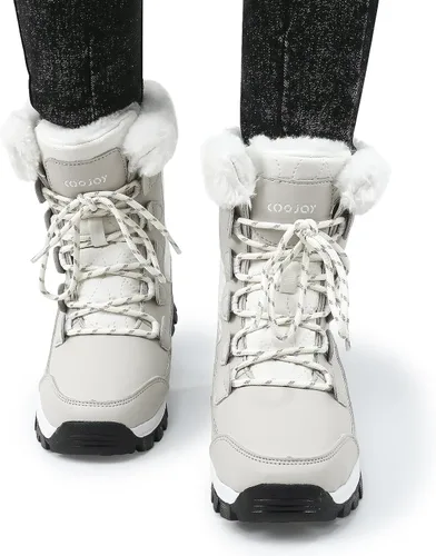Miniatura 2 de COOJOY - Botas de nieve a media caña, peludas, e impermeables de mujer para el invierno