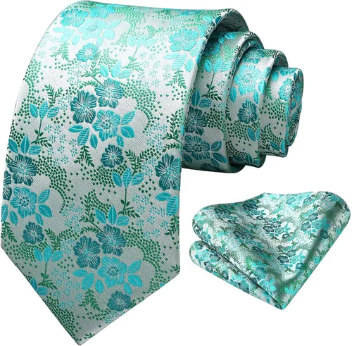 Miniatura 126 de Corbatas florales tejidas clásicas para hombre, corbata cuadrada de bolsillo, corbatas formales para hombres, boda con pañuelo