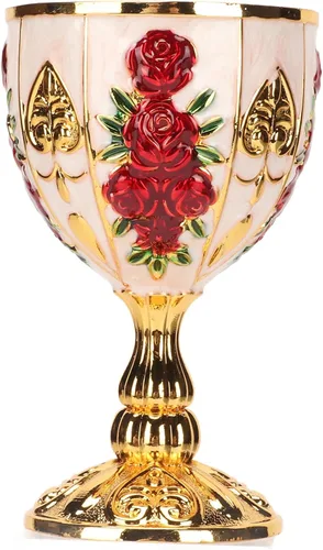 Miniatura 6 de Copa de cáliz dorado de 4 pulgadas, cáliz dorado de alta aleación de zinc, diseño de flores retro en relieve, elegante taza para banquete de fiesta