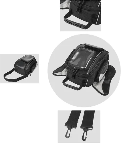 Miniatura 6 de Motoforti Universal motocicleta tanque magnético bolsa de herramientas combustible alforja con correa impermeable negro