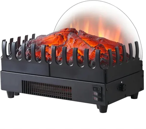 PuraFlame Calentador eléctrico de leña para chimenea, insertos de chimenea de 16 pulgadas con cama de brasas realista, termostato, 750/1500 W, color