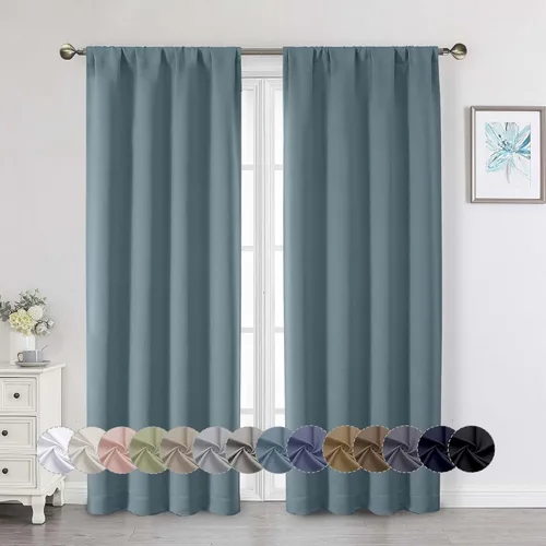 Miniatura 124 de Cortinas opacas para dormitorio, sala de estar, juego de 2 paneles de 54 pulgadas de largo, cortinas de oscurecimiento de habitación con aislamiento