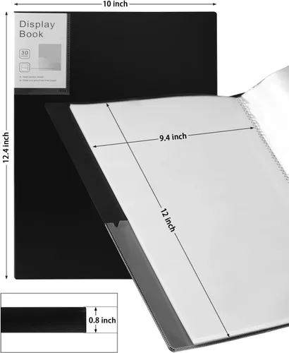 Miniatura 2 de Carpeta portafolio para portafolio de obras de arte, 2 paquetes de 9 x 12 pulgadas, carpeta de cartera negra con carpeta de película protectora