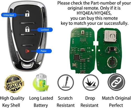 Miniatura 7 de Llavero inteligente para Chevrolet Blazer 2018-2025, Alliskeys - Llavero de control remoto de proximidad de 3 botones de reemplazo para Chevy Blazer
