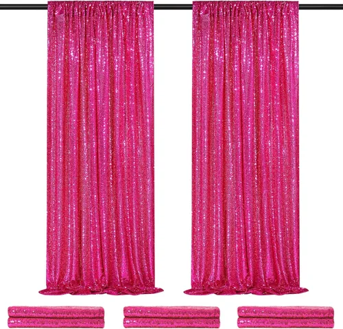 Miniatura 75 de Telón de fondo de lentejuelas moradas 2 paneles 2FTx8FT con purpurina telón de fondo cortinas para fiesta de Halloween fondo de fotos para bodas