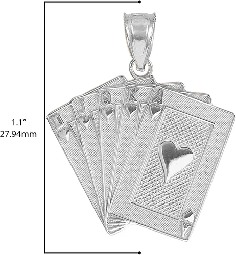 Miniatura 4 de Colgante de plata de ley 925 con diseño de corazón Royal Flush Poker Hand Cards, Metal, no aplica