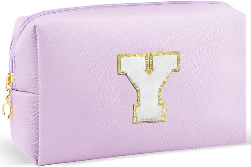 Miniatura 67 de URSKYTOUS Regalos para niñas, bolsa de maquillaje con inicial, bolsa de cosméticos personalizada con cremallera, bonita bolsa de aseo de viaje, Azul