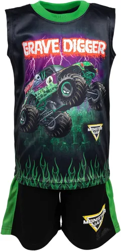 Miniatura 6 de Monster Jam Conjunto de 3 piezas para camiones camiseta sin mangas y pantalones cortos de malla