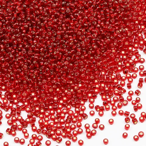 Miniatura 41 de Cuentas de cristal de color rojo transparente con forro plateado, tamaño 12/0, para manualidades, 0.079 in para fabricación de joyas