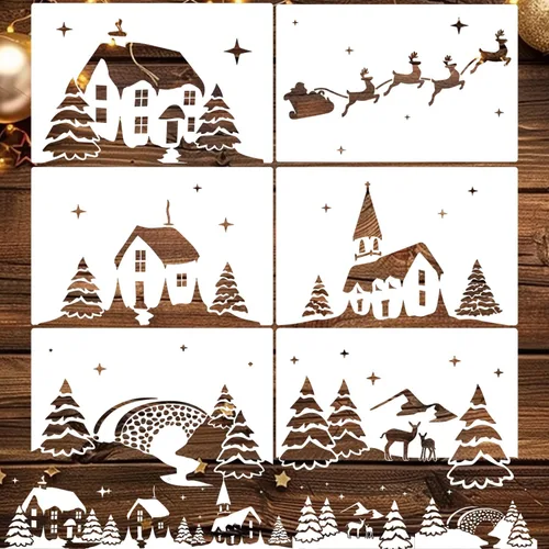 Miniatura 8 de Plantillas de Navidad para pintar sobre madera 12" Grandes plantillas de Navidad para manualidades Plantillas de Santa reutilizables Plantillas