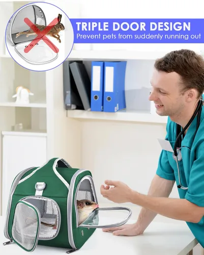 Miniatura 3 de Bissap Transportín de Viaje para Dragón Barbudo, Bolsa Transportadora Portátil para Cobayo, Bolsa Transportadora para Tortuga, para Conejo, Hámster