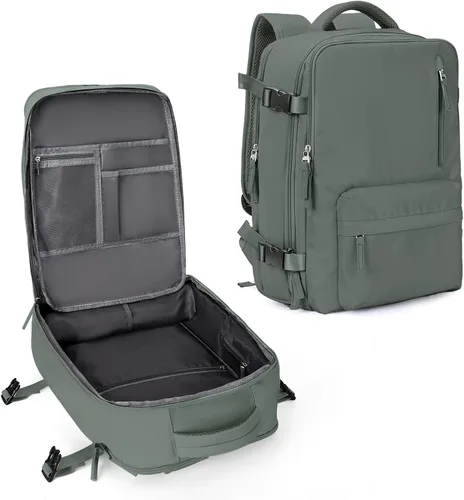 Miniatura 41 de WONHOX - Mochila grande, aprobada para vuelo, unisex, para viajes, trabajo, negocios o laptop, a1-Negro, Medium