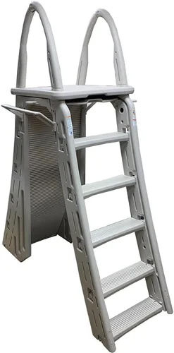 Miniatura 7 de Confer Plastics 7200 Roll Guard Escalera de Plataforma Ajustable de 48" a 56" con Marco en A de Seguridad para Piscinas Elevadas de Patio al Aire