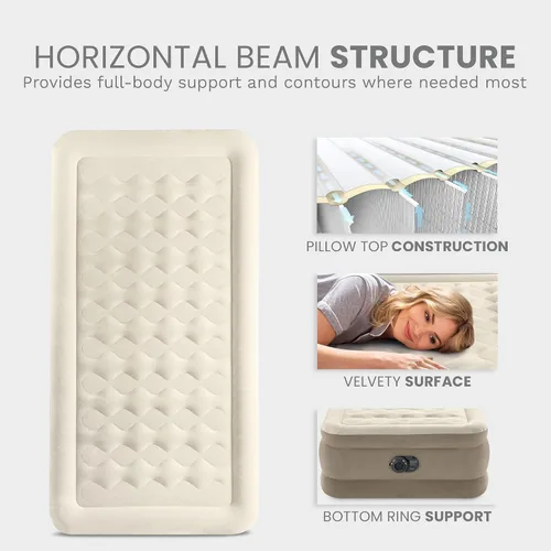 Miniatura 7 de Intex Dura-Beam - Colchón de aire de lujo ultra afelpado: Fiber-Tech, bomba eléctrica incorporada, altura de cama de 18 pulgadas, capacidad