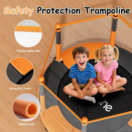 Miniatura 2 de Fitinone - Cama elástica para niños, de 5 pies, para interiores y exteriores, con malla de seguridad, regalos de cumpleaños para niños, regalos