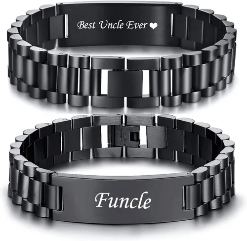 Miniatura 12 de VNOX Correa de reloj masculina de acero inoxidable, pulsera de eslabones personalizada, regalo de joyería para hombres, papá, padre, marido, novio