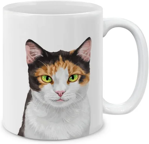 Miniatura 15 de MUGBREW Taza de té de cerámica bicolor blanco y naranja con gato atigrado Gatito, 11 oz
