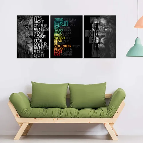 Miniatura 4 de Arte de pared motivacional para oficina, lienzo inspirador, arte de pared, póster de ajetreo, impresión de cita de empresario, pintura de pared, 3