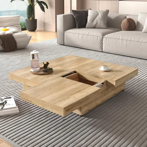 Miniatura 26 de JIVOIT Mesa de centro de granja con estante de almacenamiento, mesa auxiliar rectangular de 47.24 pulgadas de largo con parte superior de tablones