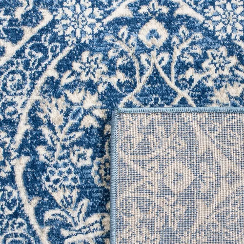 Miniatura 5 de SAFAVIEH Brentwood Collection Alfombra - 5'3" x 7'6", azul marino y gris claro, diseño floral damascado de estilo Ogee, sin desprendimiento