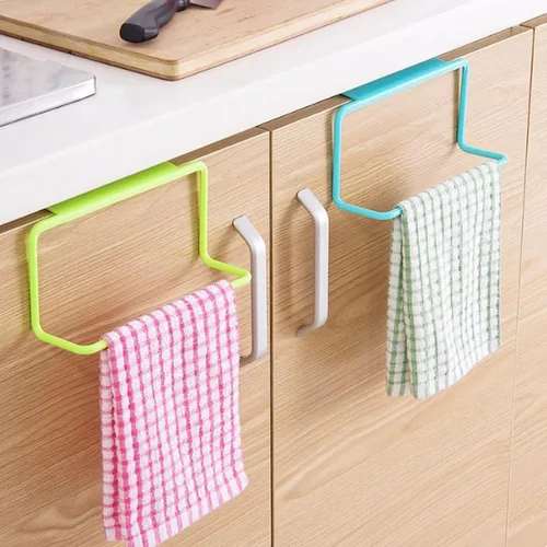 Toallero de trapo, 2 unidades, para armario de cocina, sin perforaciones, de plástico, para colgar toallas, barra de toallas, soporte para toallas