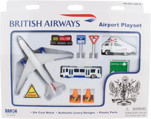 Miniatura 6 de Daron LOT Polish Airlines Airport Playset – Avión de juguete de metal fundido a presión con accesorios – Set de juego de aerolínea con licencia