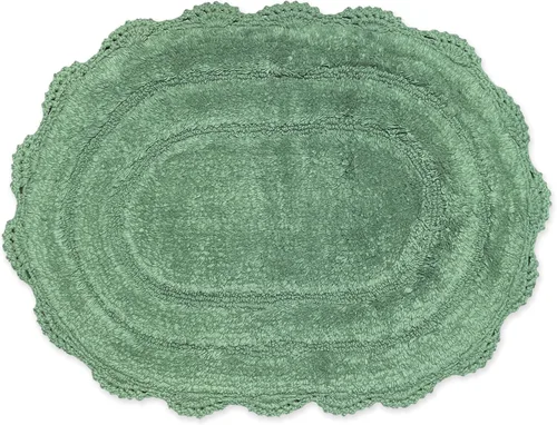 Miniatura 32 de Chardin home Alfombra de baño de ganchillo beige, alfombra de baño ovalada 100% algodón con borde de ganchillo artesanal hecho a mano, alfombra