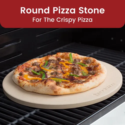 Miniatura 2 de K ROCKSHEAT Piedra para Pizza Redonda de 16 Pulgadas para Parrilla y Horno, Piedra de Hornear Grande de Cordierita para Pan, Piedra de Cocción