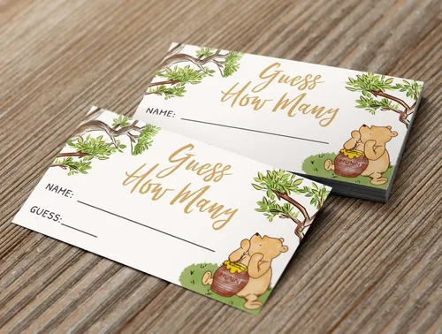 Miniatura 5 de Juego de Adivina Cuántos para Baby Shower, Juego de 30, Suministros para Fiestas - Colección Clásica de Winnie Pooh (Juego de Cuántos)