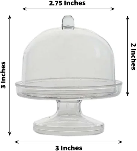 Miniatura 2 de Efavormart - Paquete de 12 soportes transparentes para cupcakes de 3 pulgadas, soporte de placa de exhibición de dulces con cúpula para bodas