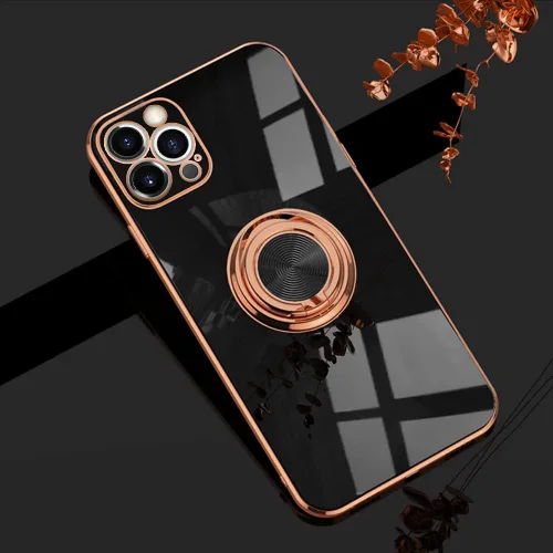 Miniatura 76 de Compatible con iPhone 11 Kickstand, anillo de rotación de 360 grados integrado con borde de oro rosa brillante que funciona con soporte magnético