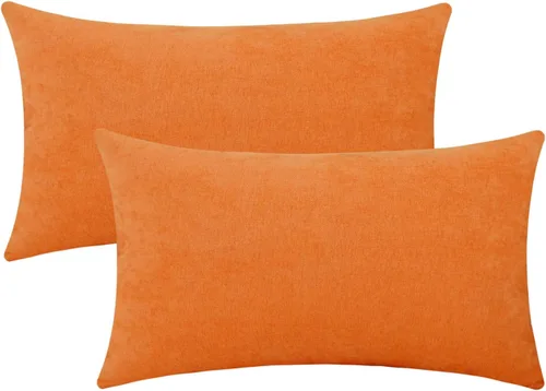 Miniatura 20 de Jeneoo - Fundas de almohada decorativas rojas brillantes de chenilla suave, fundas de cojín cómodas y sólidas para sofá de sala de estar