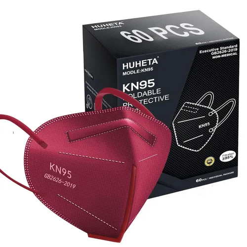 Miniatura 7 de HUHETA Mascarilla KN95, paquete de 30 unidades envueltas individualmente, mascarilla de seguridad de 5 capas transpirable y cómoda, eficiencia