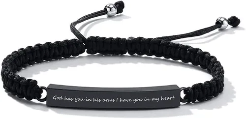Miniatura 21 de Pulsera de urna personalizada para cenizas, recuerdos de joyería de cremación para mujeres y hombres, pulsera ajustable de cuerda tejida hecha a