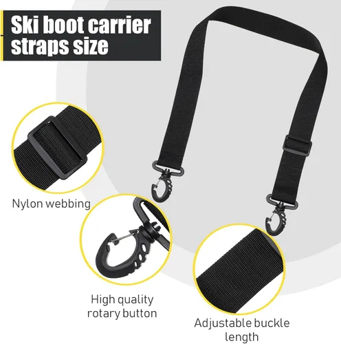 Miniatura 3 de Skylety 4 correas ajustables para botas de esquí, correa de snowboard, correa de hombro, patines de hielo, accesorios deportivos de invierno Negro