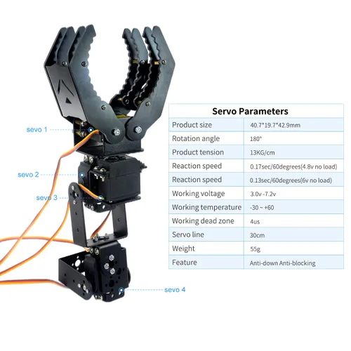 Miniatura 6 de Robot Kit XiaoR Geek 4 DOF Brazo robótico con servo para arranque