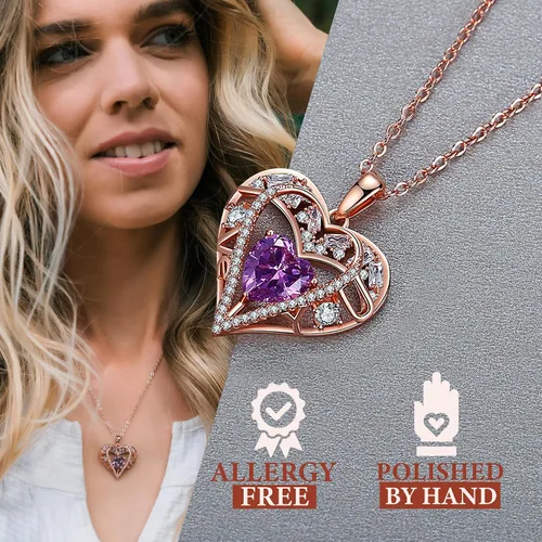 Miniatura 64 de Collar de cristal de 5 corazones, chapado en oro rosa de 18 quilates, colgante con cadena de plata de ley 925 de 18 + 2 pulgadas, joyería de piedra