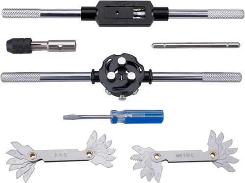 Miniatura 4 de Juego de 60 piezas de brocas y machos de roscar Master - Incluye tamaños SAE en pulgadas #4 a 1/2” y tamaños métricos M3 a M12, roscas gruesas