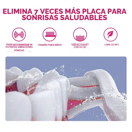 Miniatura 5 de Vekkia - Cepillos de dientes eléctricos para niños Rosa