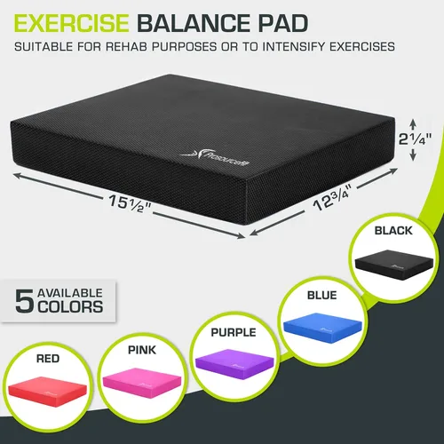 Miniatura 2 de ProsourceFit Almohadilla de equilibrio de ejercicio, alfombrilla de espuma acolchada antideslizante y rodillera para entrenamiento de fitness y Negro
