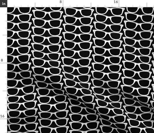 Miniatura 2 de Spoonflower Tela – Gafas de sol negras Nerd Geek Chic estilo retro de los años 80 a la moda blanca impresa en tela de algodón de Petal Signature by