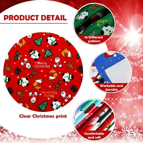 Miniatura 3 de Paquete de 16 piezas de tela gruesa de invierno, diseño de muñeco de nieve, copo de nieve, algodón, estampado de árbol de Papá Noel, tela acolchada