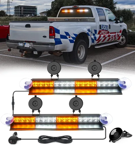 Miniatura 22 de Xprite Luces Estroboscópicas de Emergencia Ámbar para Tablero, Luz Intermitente Interior del Parabrisas con Ventosas para Camiones de Construcción