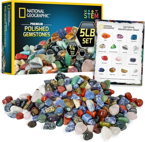 Miniatura 7 de National Geographic Piedras pulidas de alta calidad, 5 libras de piedras pulidas y cristales a granel de 1/2 pulgada, arte y manualidades, kit