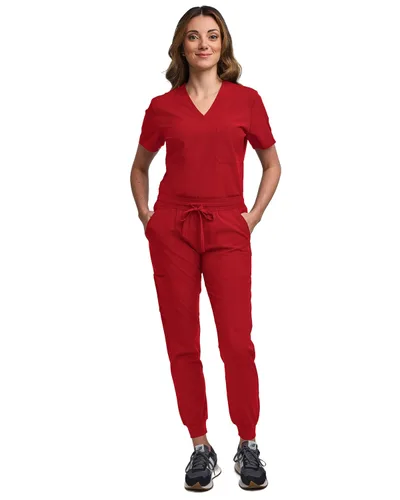 Miniatura 88 de Green Town Conjunto de ropa quirúrgica para mujer, pantalón deportivo y parte superior con cuello en V, 5 bolsillos, cintura de yoga, uniforme
