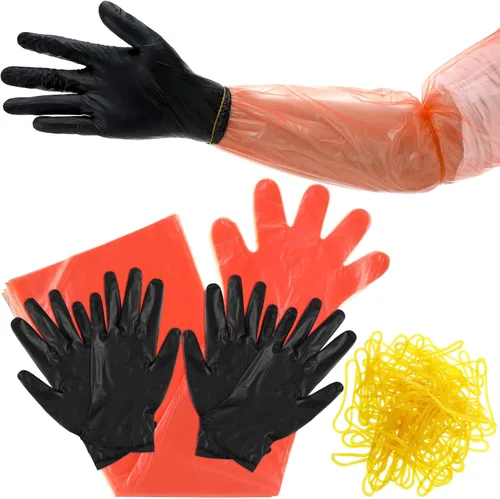 Zhanmai Juego de 24 Guantes de Vestir de Campo para Ciervos, Guantes para Destripar Ciervos, Guantes de Nitrilo para Caza, Limpieza para Kit de