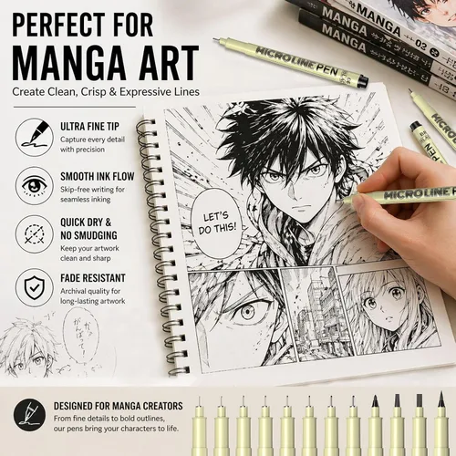 Miniatura 7 de SAKEYR Marcadores de micropunta Fineliner de tinta negra: juego de 12 marcadores negros, marcadores de línea fina para artistas, marcadores de tinta